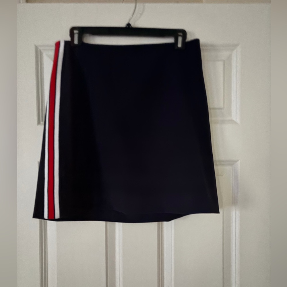 Navy Side-Stripe A-Line Skirt - Women's